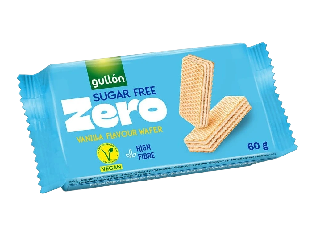 Vanilkové oblátky plnené krémom s príchuťou vanilky, bez cukru, so sladidlami, 60 g