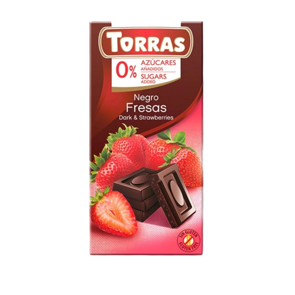 Torras Horká čokoláda s jahodami 75 g