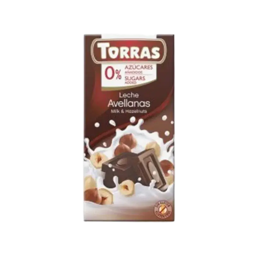 Torras Mliečna čokoláda s lieskovými orechmi 75 g (bez cukru)