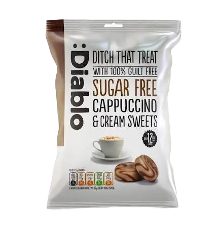 Cukrovinky Diablo Cappuccino & Cream bez pridaného cukru 75 g